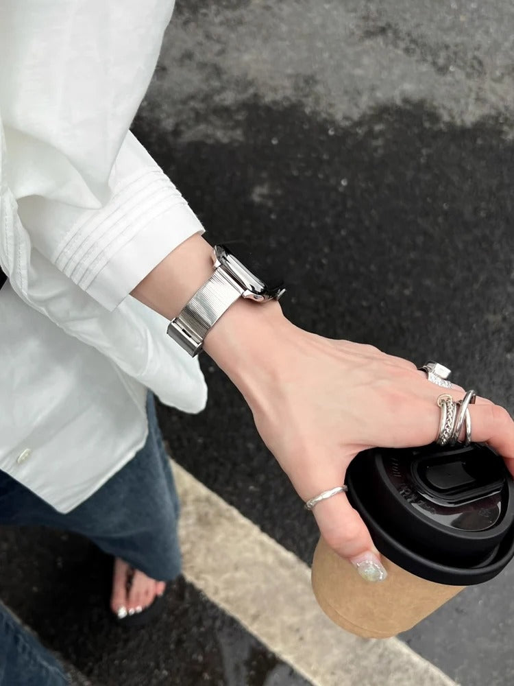 Glossy Stainless Steel Band for Apple Watch