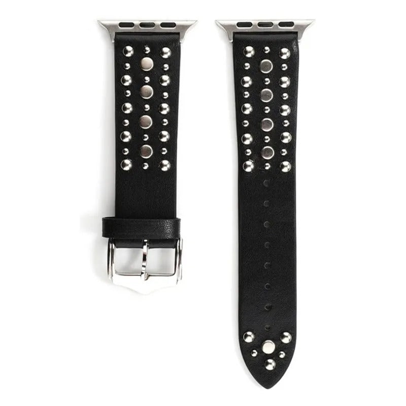 Rivet Leather Band for Apple Watch – Adjustable Cowhide Bracelet
