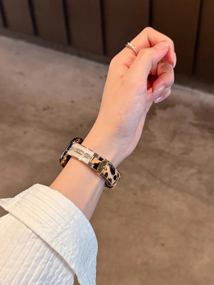 Luxury Leopard Leather Band for Apple Watch