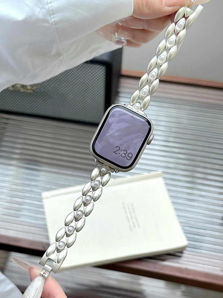 Luxury Inlaid Pearl Metal Strap for Apple Watch