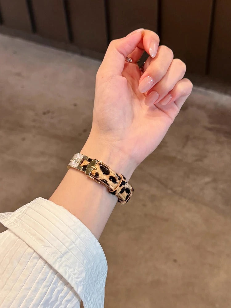 Luxury Leopard Leather Band for Apple Watch