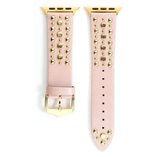 Rivet Leather Band for Apple Watch – Adjustable Cowhide Bracelet
