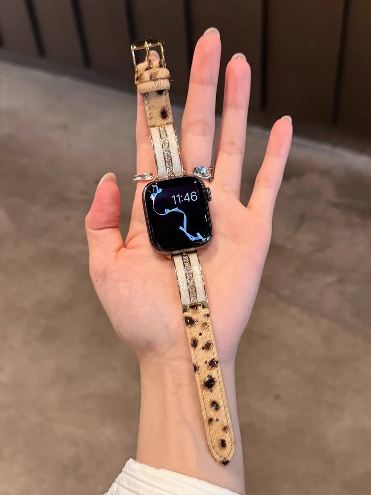 Luxury Leopard Leather Band for Apple Watch