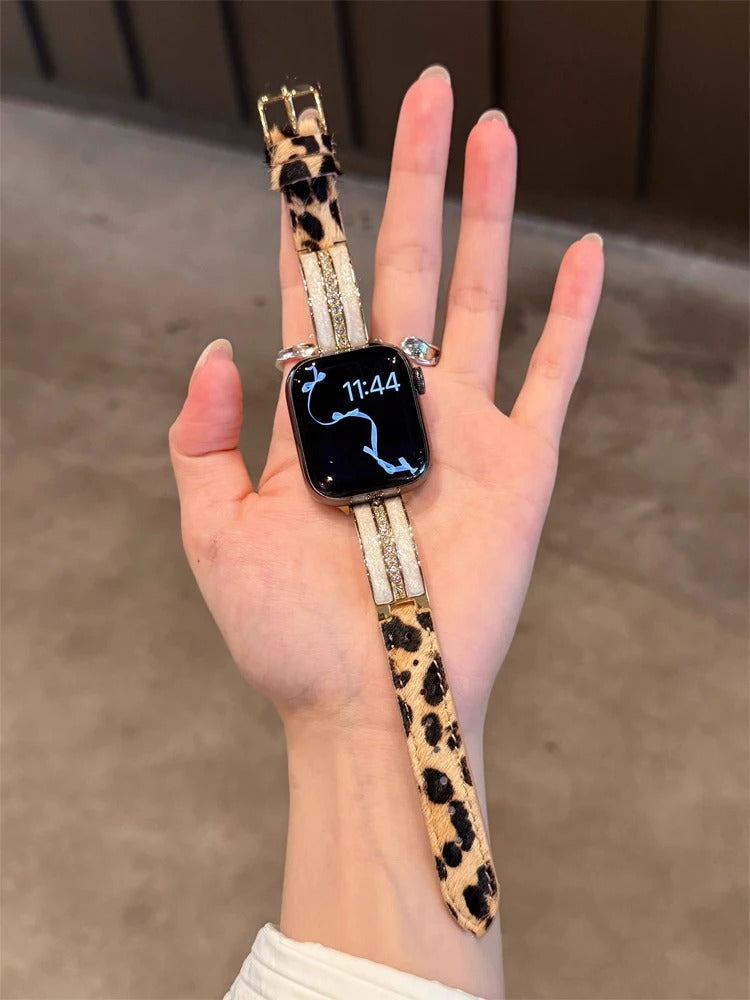Luxury Leopard Leather Band for Apple Watch