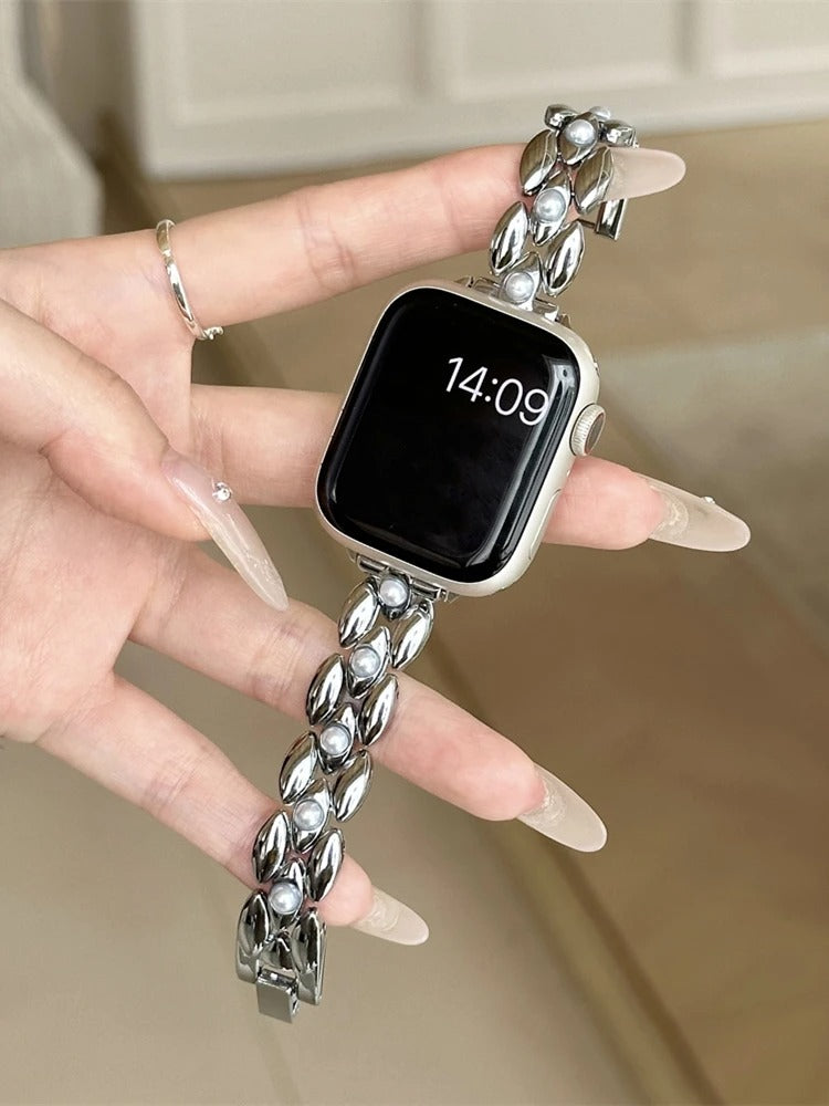 Luxury Inlaid Pearl Metal Strap for Apple Watch