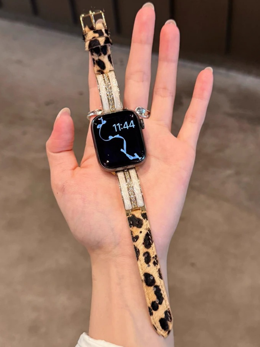 Luxury Leopard Leather Band for Apple Watch